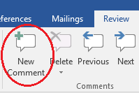 Inserting a Word comment